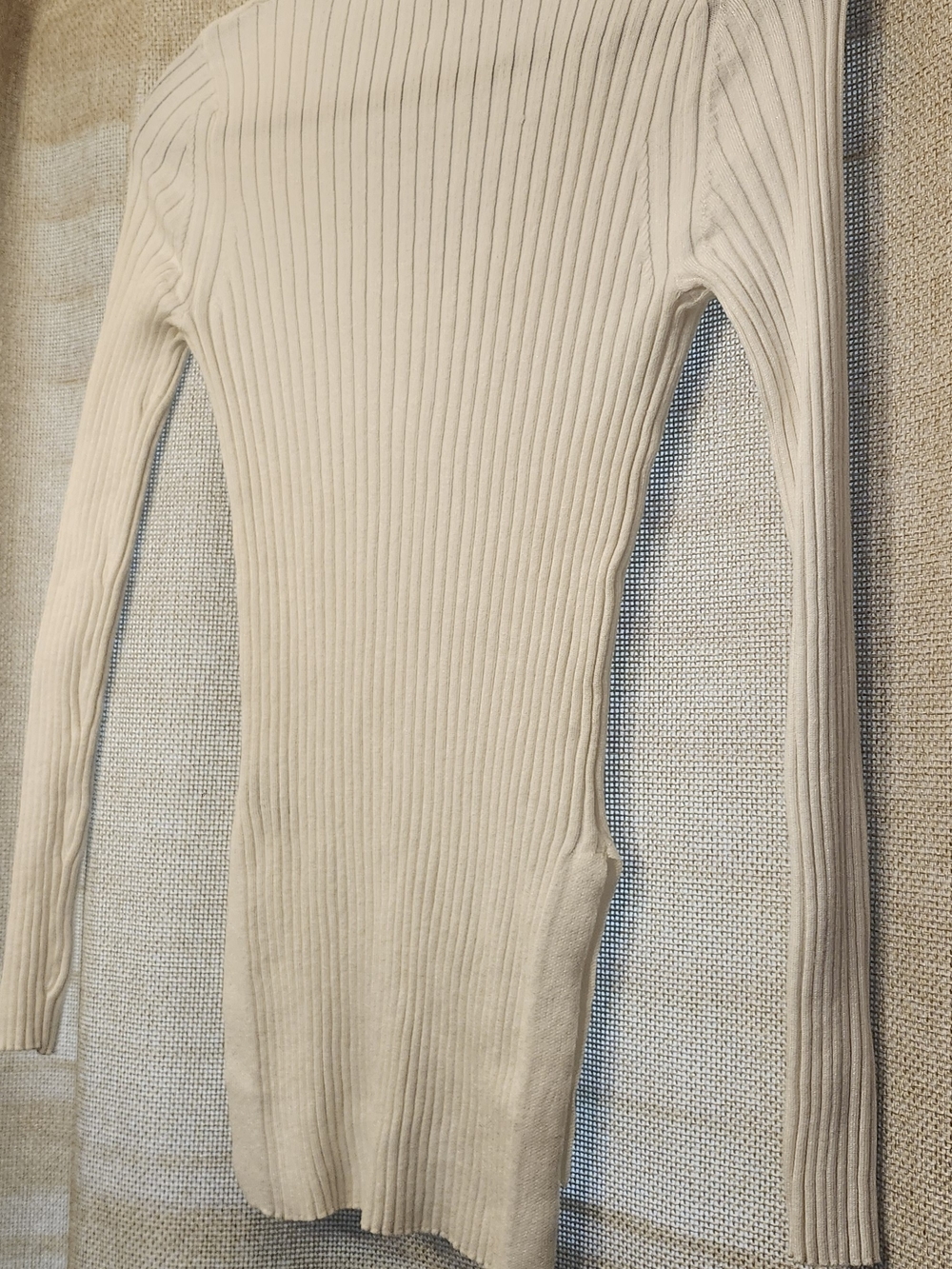 Ambiance Cream Ribbed V-Neck Sweater - Picture 7 of 7